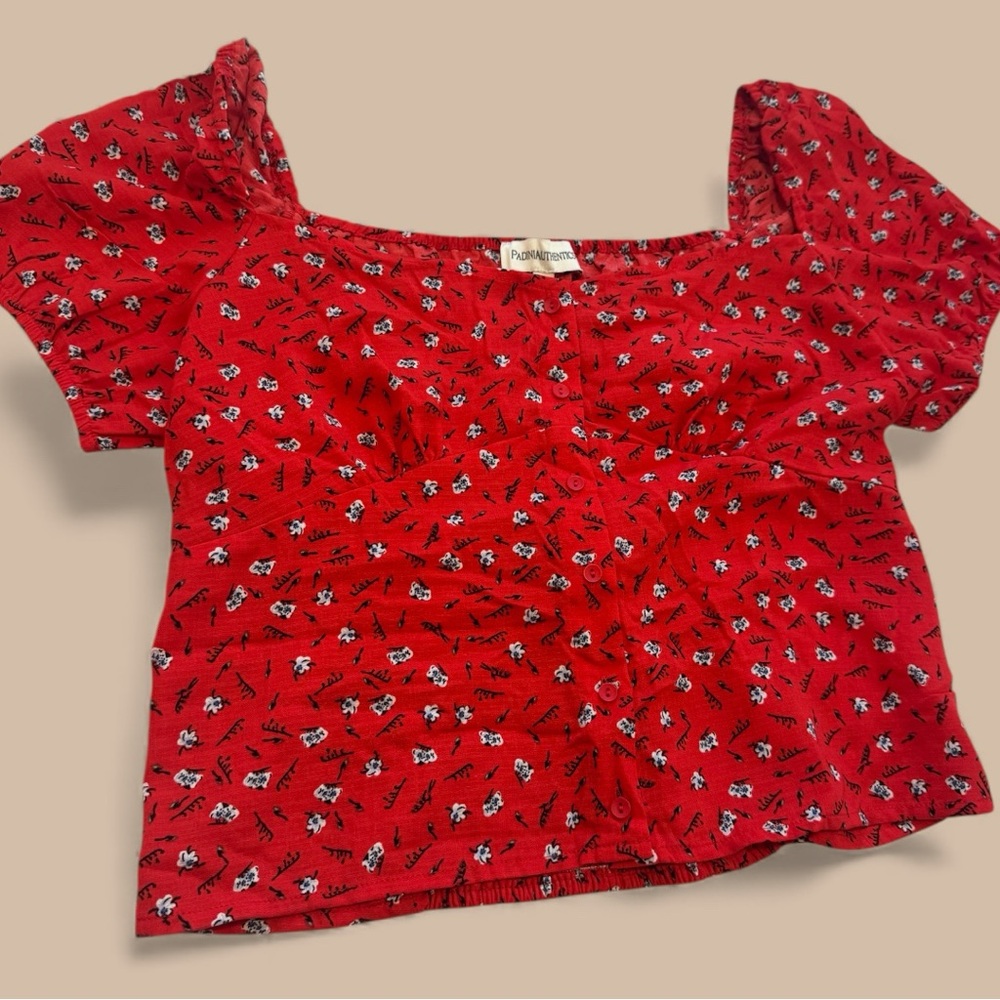Red Floral Crop Top